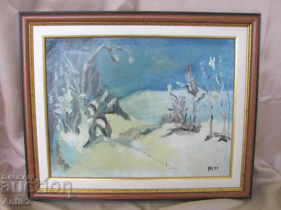 Cea de-a 90-a imagine originală Ulei de peisaj de iarnă pe panza