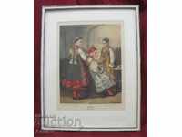 19th Century Colourful Lithography Costume National Germania