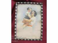 Litoografie colorată antică din secolul al XIX-lea