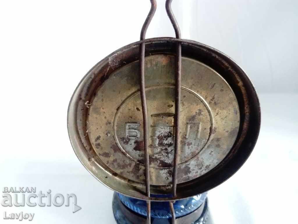 Old gas lamp blue glass - 5