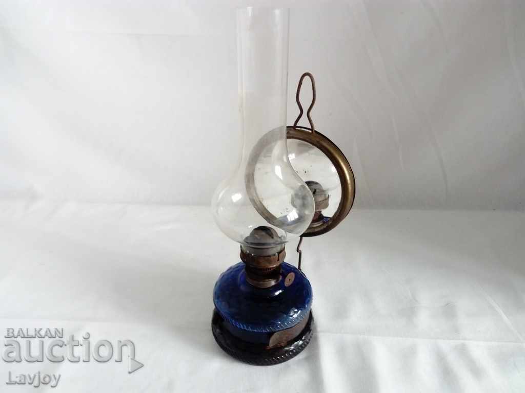 Old gas lamp blue glass