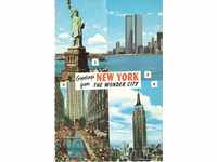Old Card - New York, Mix with Twin Towers
