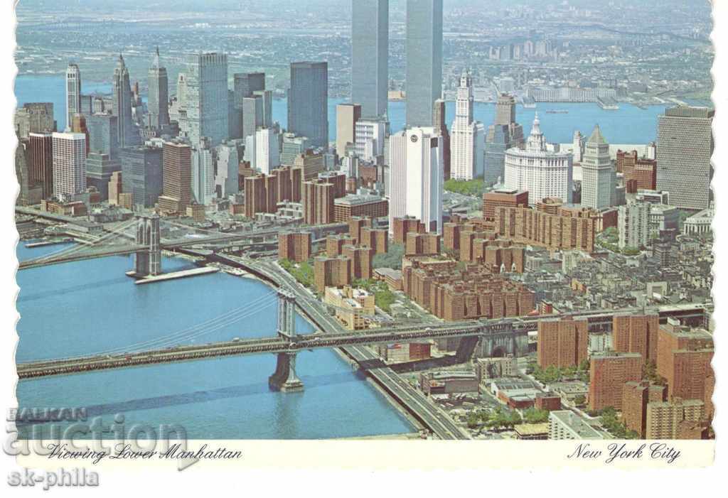 Old Card - New York, Twin Towers View