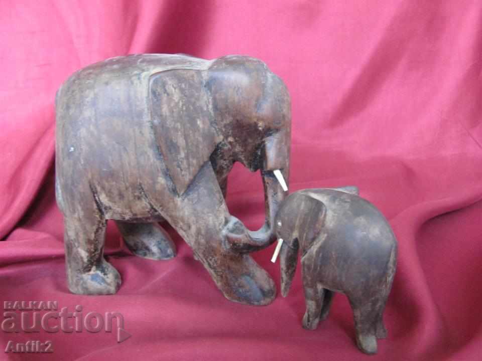 19th century African Art, Ebony Elephants 2 pieces with price 40.00 BGN | € 20.45