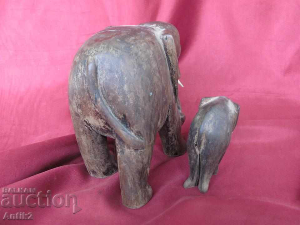 Auction  19th century African Art, Ebony Elephants 2 pieces