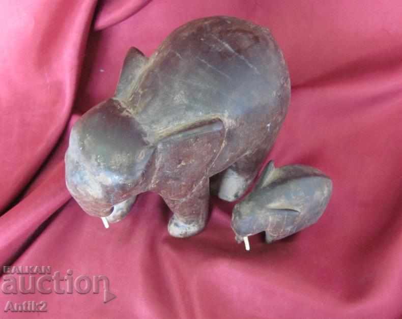 Delivery of 19th century African Art, Ebony Elephants 2 pieces