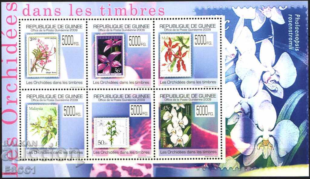 Чисти марки върху марки Флора Цветя Орхидеи 2009 Гвинея