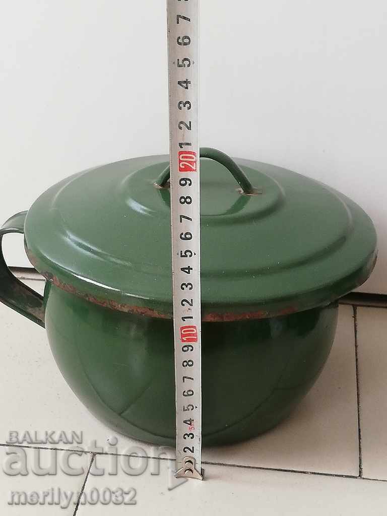 Auction Enamelled crooked crook pot enameled lid lid RFB enamel Auction Enamelled crooked crook pot enameled lid lid RFB enamel