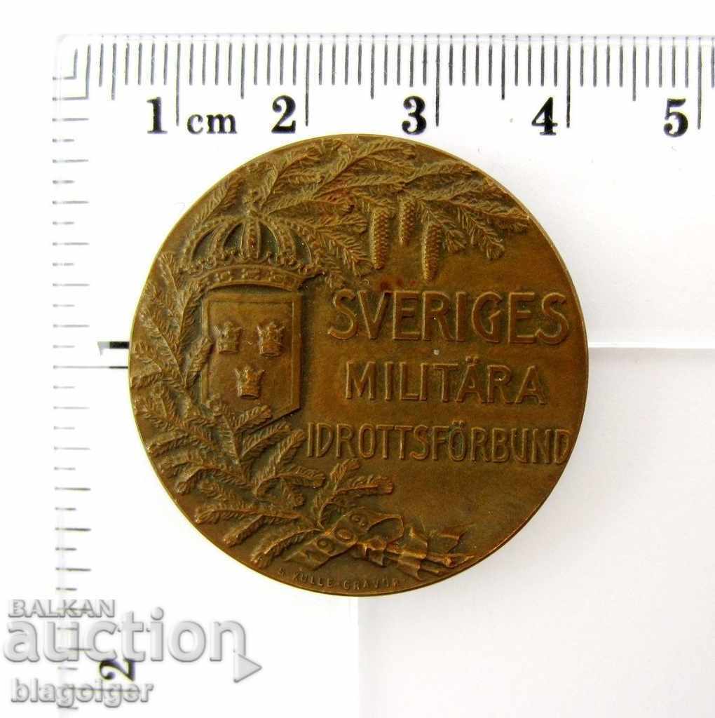 SWEDISH MILITARY MEDAL-1909-ORIGINAL-BRONZE - 6 SWEDISH MILITARY MEDAL-1909-ORIGINAL-BRONZE - 6
