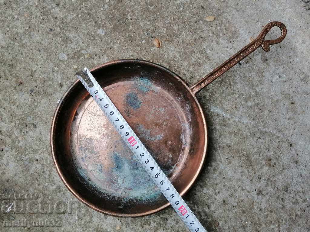Old advertising French frying pan, copper pan - 5
