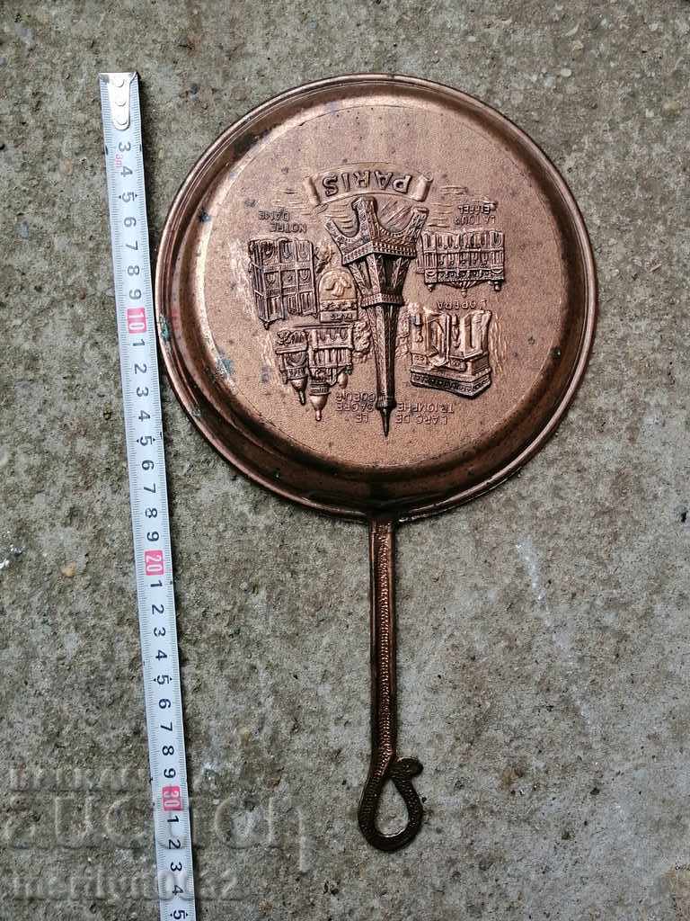 Old advertising French frying pan, copper pan - 6