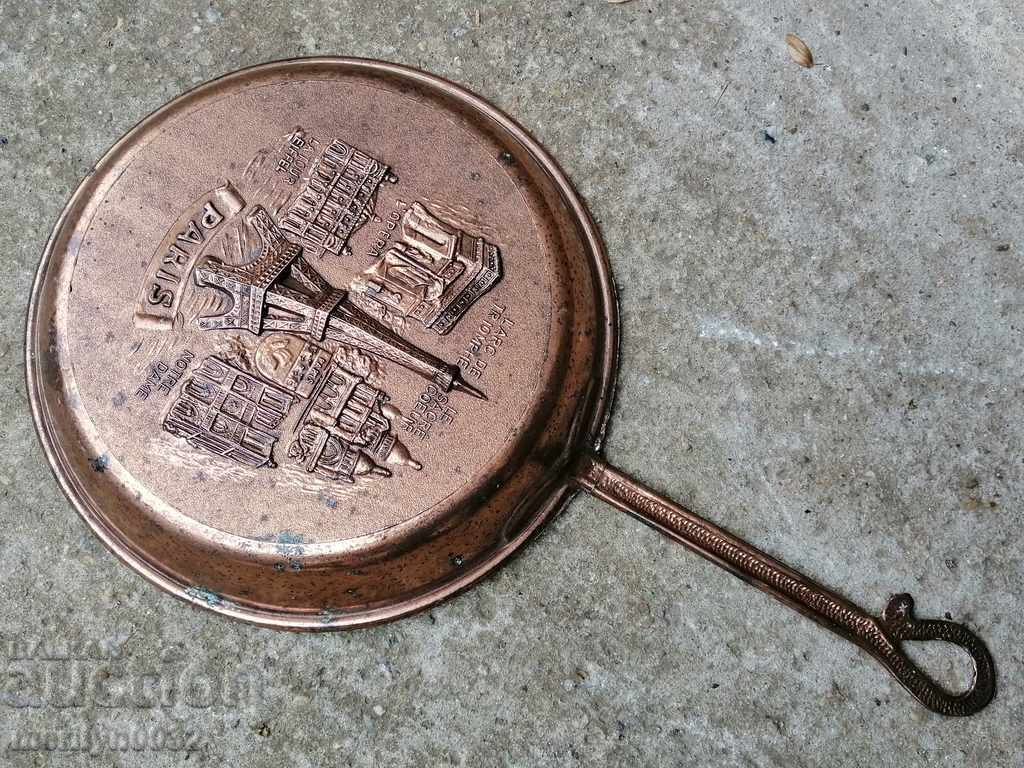 Old advertising French frying pan, copper pan - 7