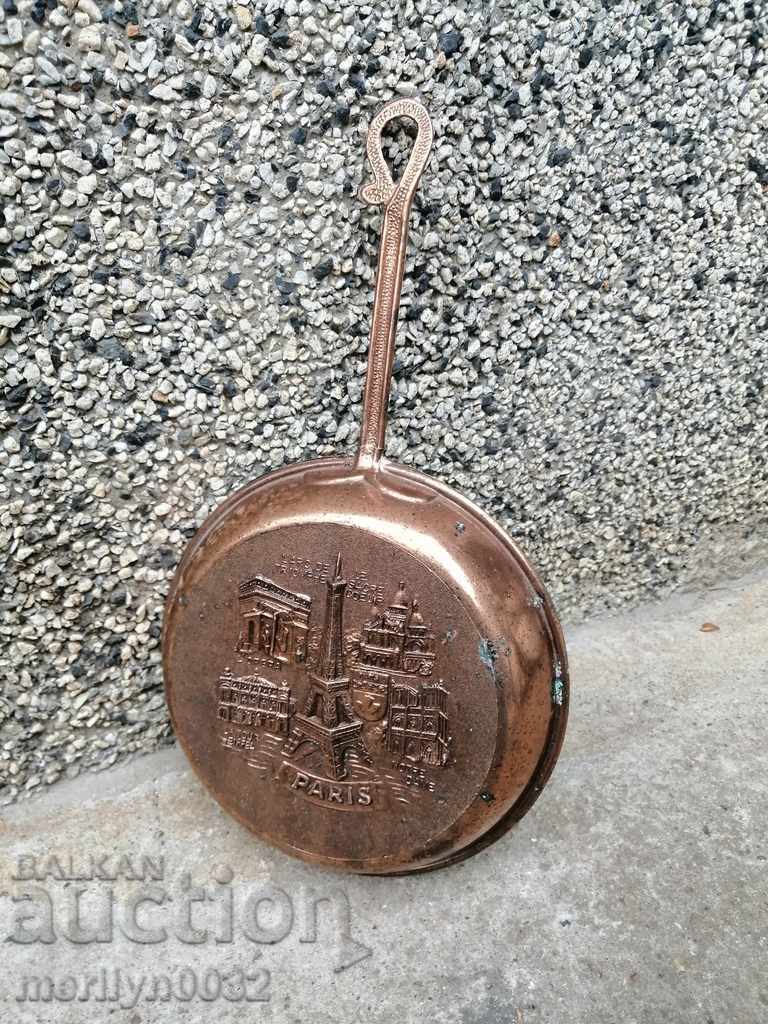 Old advertising French frying pan, copper pan