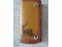Authentic leather key chain with deer moose from Mongolia-26/2