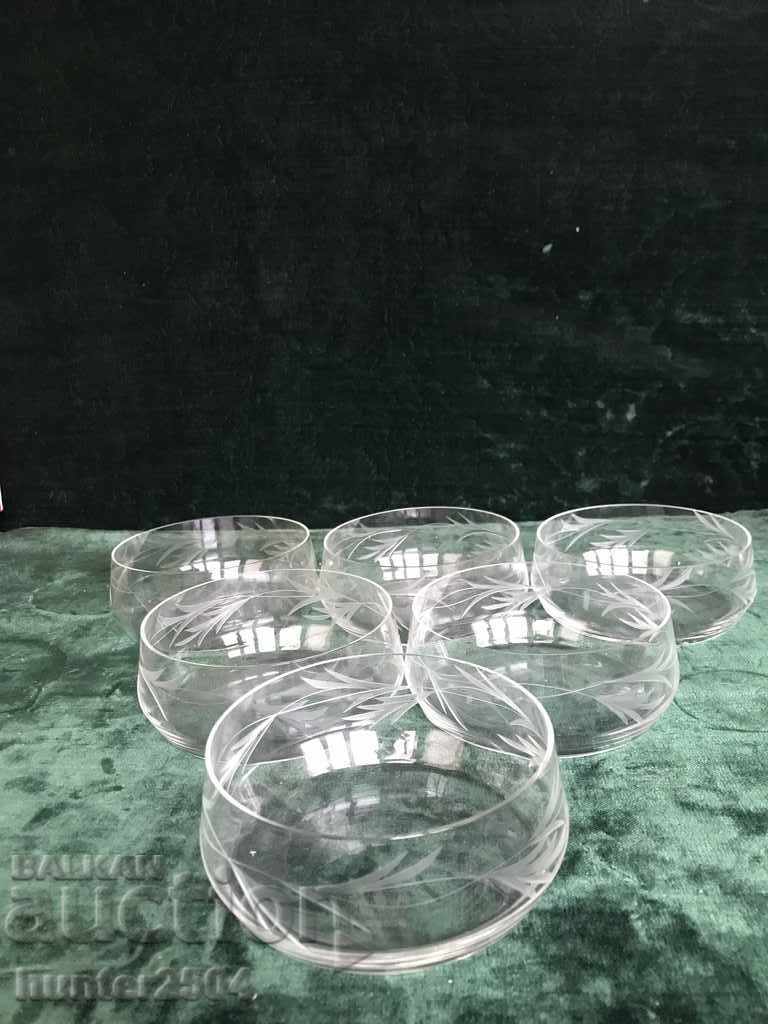 Bowls - thin hand engraved glass 4/10 cm