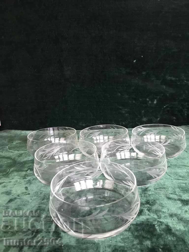 Bowls - thin hand-engraved glass 4/10 cm