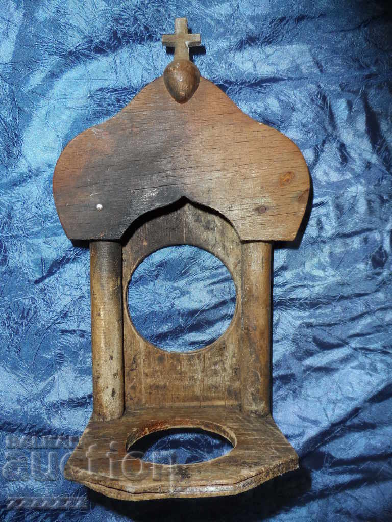 old homemade wooden iconostasis