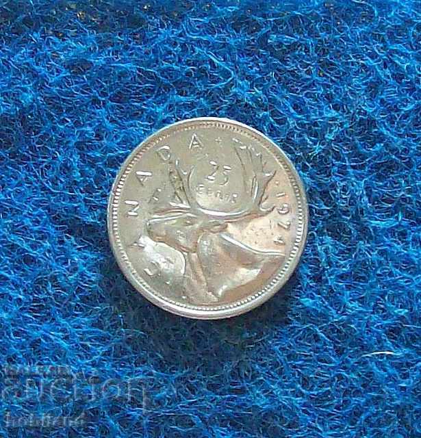 25 цента Канада 1974
