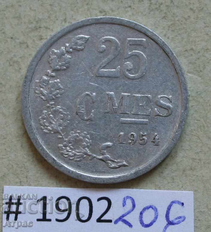 25 centimeters 1954 Luxembourg