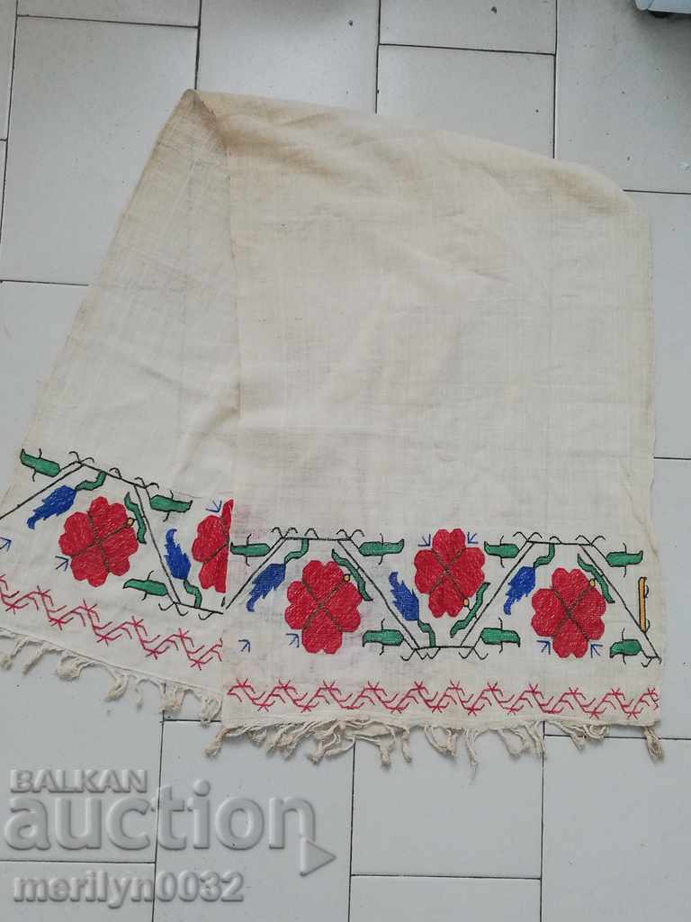 Стара ръчно тъкана кърпа кенар сърма бродерия