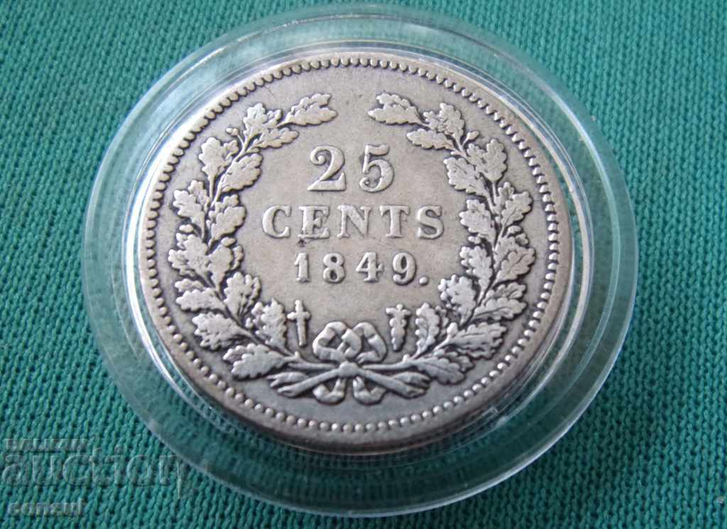 Olanda 25 Cent 1849 Rare cu preț € 16.36 | 32.00 BGN
