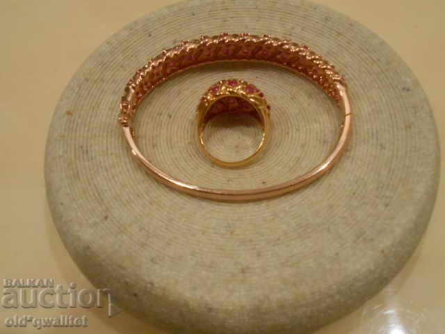 Delivery of Silver BRACELET and RING with Ruby, Silver 925 rose gold plated Delivery of Silver BRACELET and RING with Ruby, Silver 925 rose gold plated