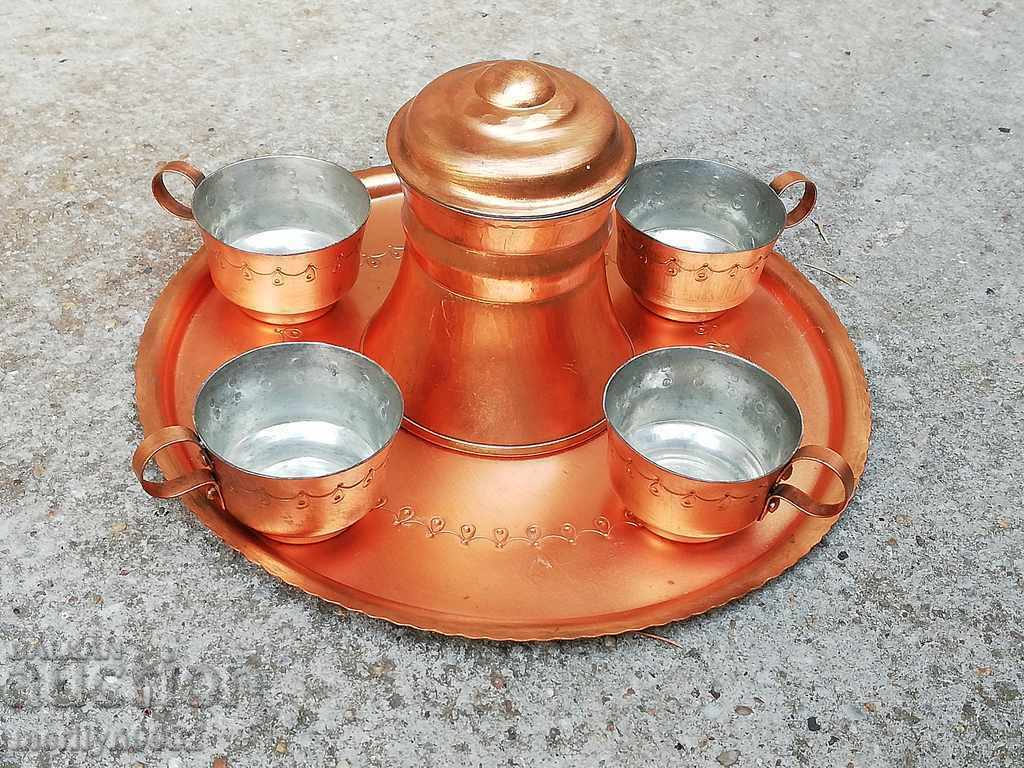 Copper coffee service, copper pot, tray, cup, cups with price 179.00 BGN | € 91.52 Copper coffee service, copper pot, tray, cup, cups with price 179.00 BGN | € 91.52