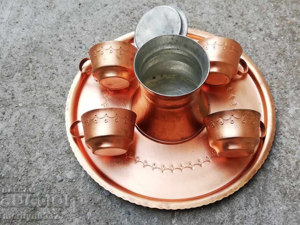 Copper coffee service, copper pot, tray, cup, cups - 7 Copper coffee service, copper pot, tray, cup, cups - 7