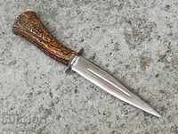 Hunting knife with deer horn handle