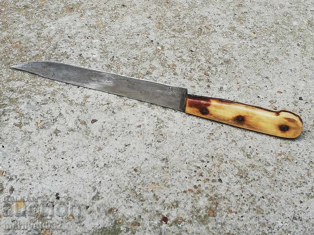 Old butcher's knife with white charred horn shank blade - 5 Old butcher's knife with white charred horn shank blade - 5