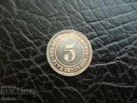 Silver coin 5 cents 1891 Street settlements AUNC