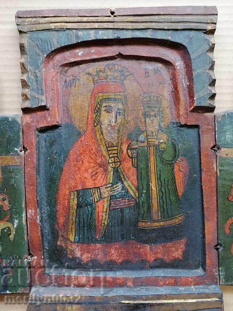 Delivery of Old triptych, home icon, religion, lamp, cross