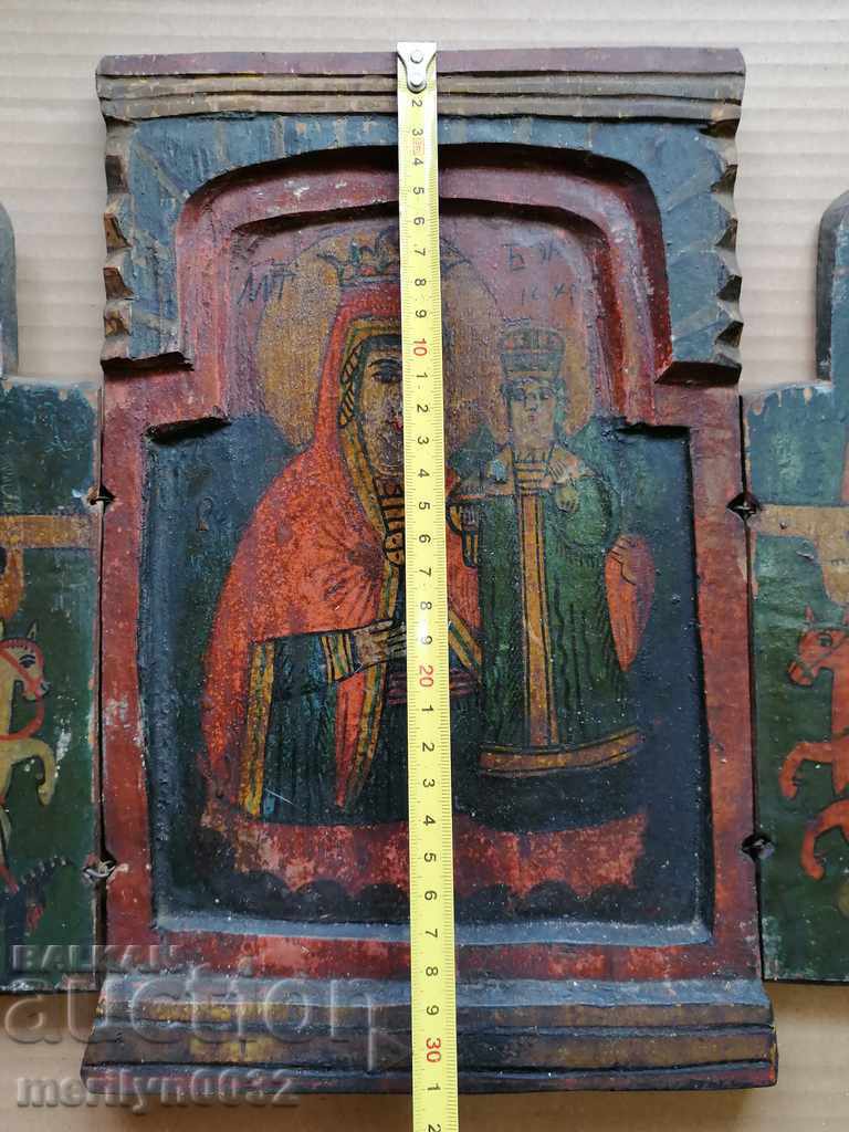 Old triptych, home icon, religion, lamp, cross - 5