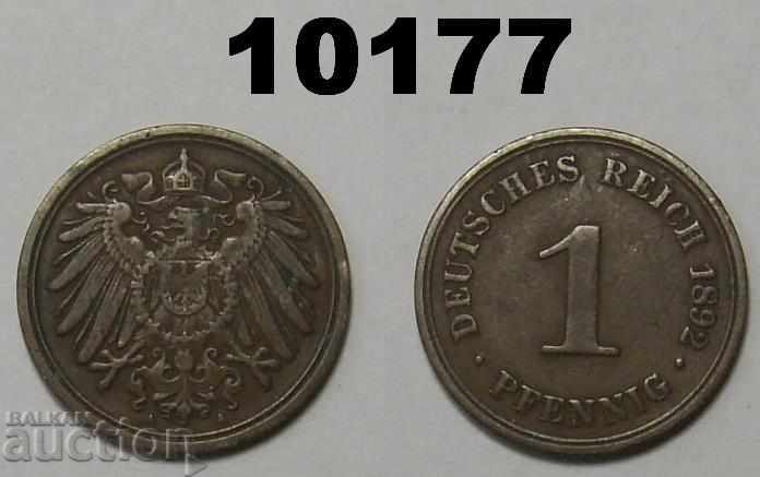 Германия 1 пфениг 1892 А монета
