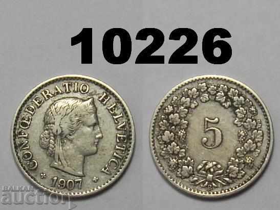 Ελβετία 5 ρεπλί 1907 κέρμα
