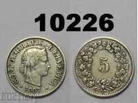 Switzerland 5 rapi 1907 coin