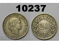 Швейцария 20 рапен 1939 монета