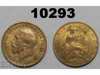 Великобритания 1 фартинг 1919 AUNC монета