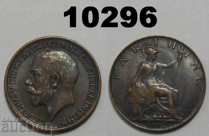 Великобритания 1 фартинг 1912 XF+ монета