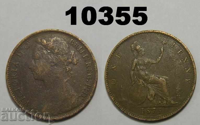 United Kingdom 1 penny 1875 Little date