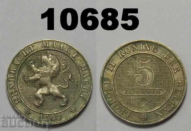 Белгия 5 сантима 1900 Рядка монета