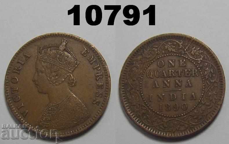 India 1/4 Ann 1890 XF Monedă excelentă