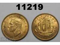 Великобритания 1/2 пени 1937 UNC монета