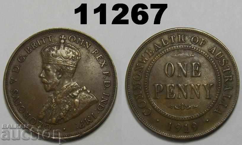 Австралия 1 пени 1919 aXF монета