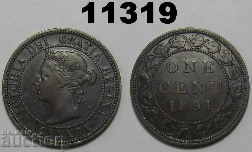 Канада 1 цент 1891 VF/VF+ Рядка монета