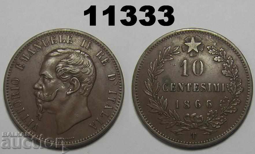 Italia 10 centime 1866 T XF monedă