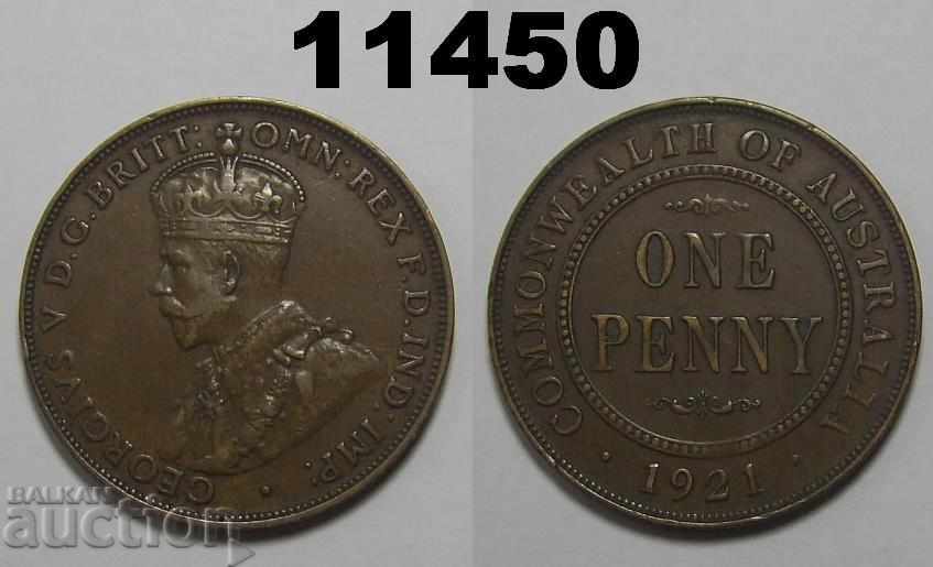 Австралия 1 пени 1921 aXF монета