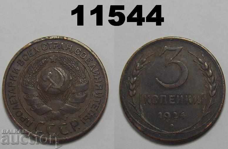 USSR Russia 3 kopecks 1924 Large coin
