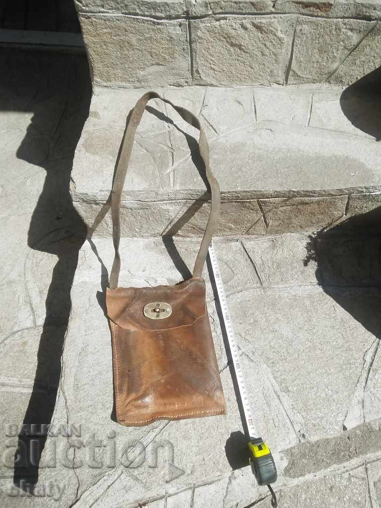 Old leather military bag.