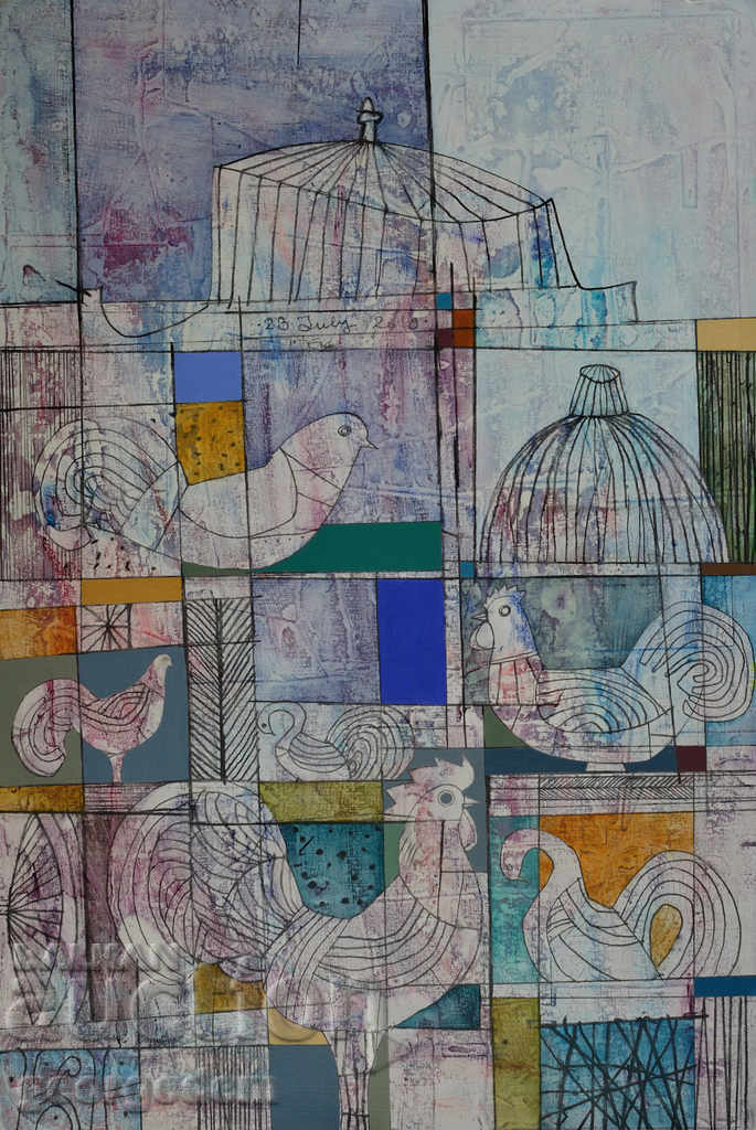 "Bird House" - oil, cardboard with price 1100.00 BGN | € 562.42 "Bird House" - oil, cardboard with price 1100.00 BGN | € 562.42